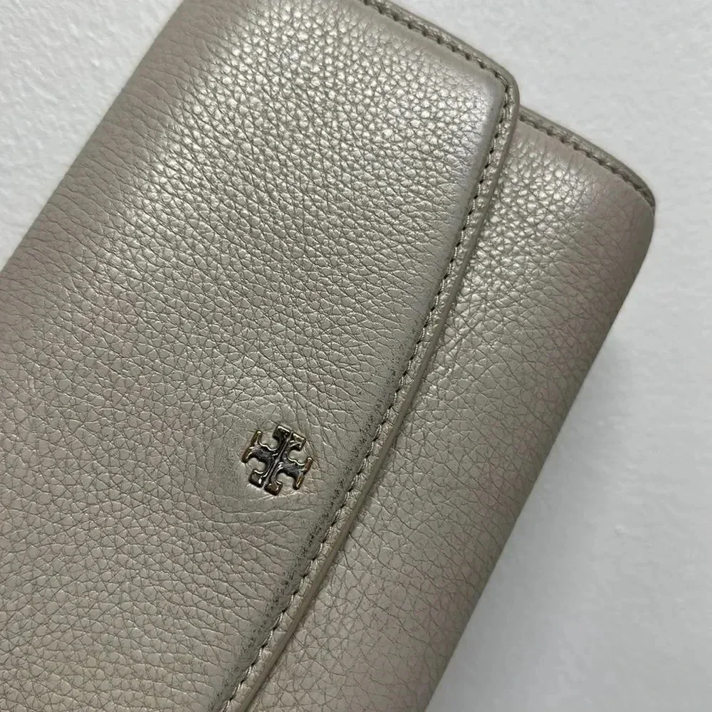 Tory Burch Robinson Concrete Leather Cross Body Wallet Convertible Clutch Purse